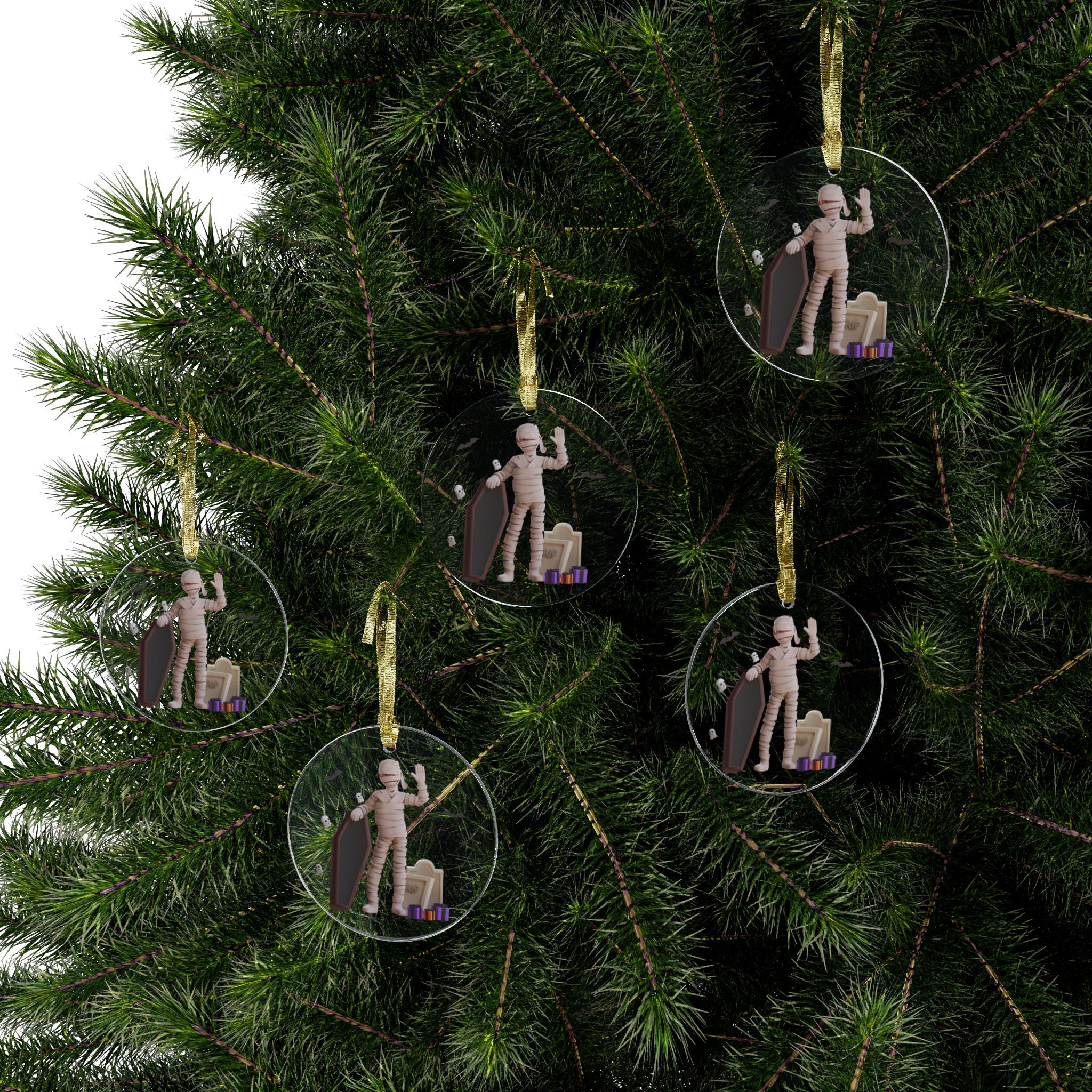 Friendly Mummy Halloween Greetings | Acrylic Ornaments